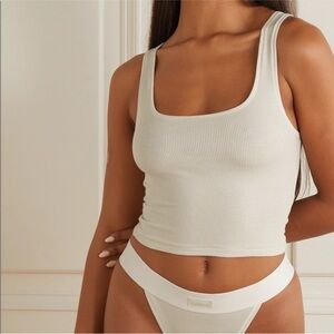 Skims Cotton Ribbed Tank Light Cream Large